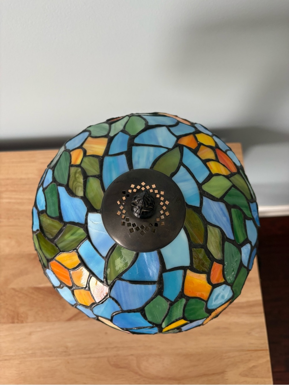 Stained Table Lamp - Multicolor Tiffany-Style Home Art (Not glass) - Picture 3 of 14